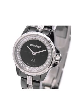 Chanel J12 Black Ceramic SS Diamond XS Card Watch Quartz